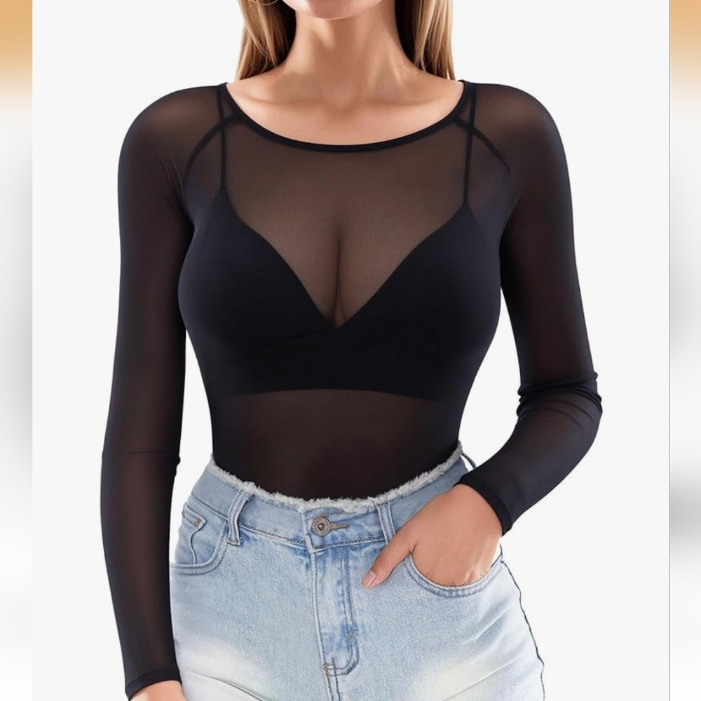 Mangopop Sheer Long Sleeve Shirt